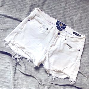 White Distressed Bermuda Lucky Shorts